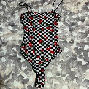 Rue 21 bodysuit checker w/ cherry’s